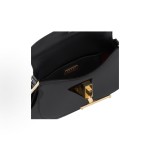 PRADA Enamel metal triangular logo clasp single-shoulder bag for women in black